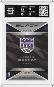 Keegan Murray from the 2022-23 Panini Black set graded by Arena Club and given an overall grade of 8.