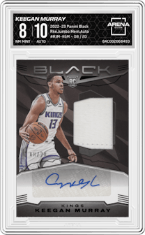 Keegan Murray from the 2022-23 Panini Black set graded by Arena Club and given an overall grade of 8.