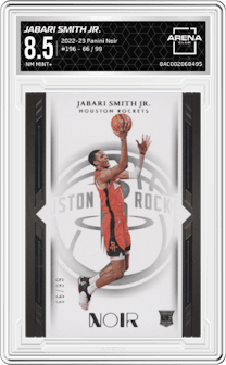 Jabari Smith Jr.  from the 2022-23 Panini Noir set graded by Arena Club and given an overall grade of 8.5.