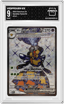 Vespiquen EX from the 2023 Pokemon SV set graded by Arena Club and given an overall grade of 9.