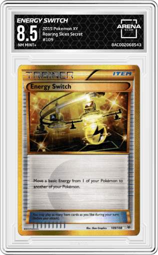 Energy Switch from the 2015 Pokemon XY set graded by Arena Club and given an overall grade of 8.5.