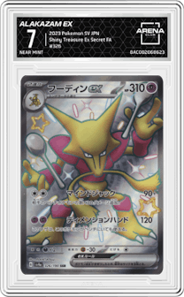 Alakazam ex from the 2023 Pokemon SV JPN set graded by Arena Club and given an overall grade of 7.
