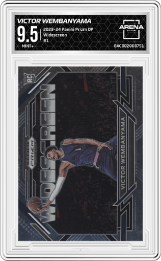Victor Wembanyama from the 2023-24 Panini Prizm Draft Picks set graded by Arena Club and given an overall grade of 9.5.
