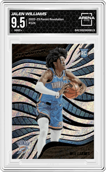 Jalen Williams from the 2022-23 Panini Revolution  set graded by Arena Club and given an overall grade of 9.5.
