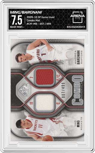Yao Ming/Andrea Bargnani from the 2009-10 SP Game Used set graded by Arena Club and given an overall grade of 7.5.