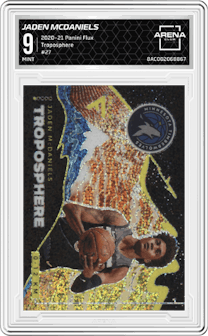 Jaden McDaniels from the 2020-21 Panini Flux set graded by Arena Club and given an overall grade of 9.