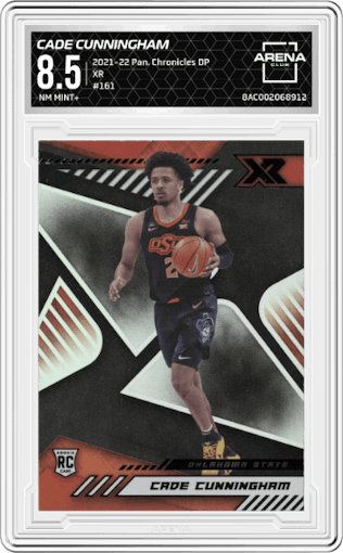 Cade Cunningham from the 2021-22 Panini Chronicles Draft Picks set graded by Arena Club and given an overall grade of 8.5.