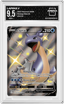 Lapras V from the 2021 Pokemon SWSH set graded by Arena Club and given an overall grade of 9.5.