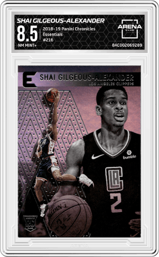 Shai Gilgeous-Alexander from the 2018-19 Panini Chronicles set graded by Arena Club and given an overall grade of 8.5.