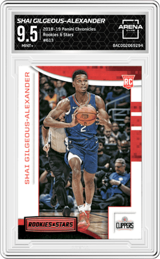 Shai Gilgeous-Alexander from the 2018-19 Panini Chronicles set graded by Arena Club and given an overall grade of 9.5.