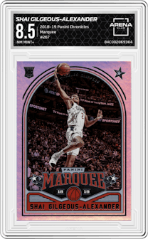 Shai Gilgeous-Alexander from the 2018-19 Panini Chronicles set graded by Arena Club and given an overall grade of 8.5.