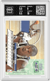 Shaquille O’Neal from the 1992-93 Fleer Ultra set graded by Arena Club and given an overall grade of 9.5.