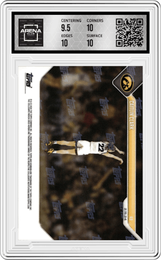 Caitlin Clark from the 2023-24 Bowman U Now set graded by Arena Club and given an overall grade of 10.
