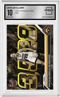 Caitlin Clark from the 2023-24 Bowman U Now set graded by Arena Club and given an overall grade of 10.