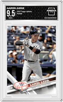 Aaron Judge from the 2017 Topps Update set graded by Arena Club and given an overall grade of 9.5.