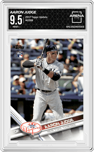 Aaron Judge from the 2017 Topps Update set graded by Arena Club and given an overall grade of 9.5.