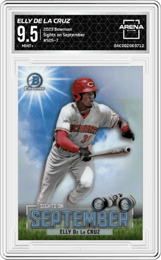 Elly De La Cruz from the 2023 Bowman  set graded by Arena Club and given an overall grade of 9.5.
