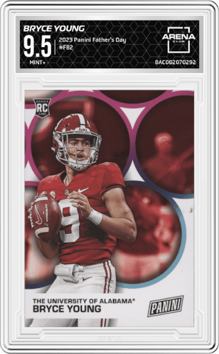 Bryce Young from the 2023 Panini Father's Day set graded by Arena Club and given an overall grade of 9.5.