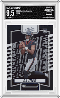 C.J. Stroud from the 2023 Panini Absolute set graded by Arena Club and given an overall grade of 9.5.