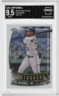 Cal Mitchell from the 2023 Topps Chrome set graded by Arena Club and given an overall grade of 9.5.