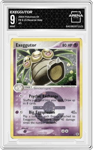Exeggutor from the 2004 Pokemon EX set graded by Arena Club and given an overall grade of 9.