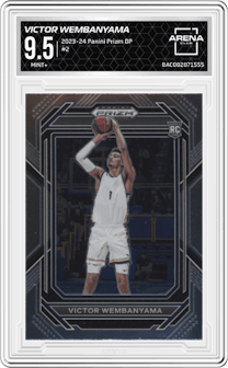 Victor Wembanyama from the 2023-24 Panini Prizm Draft Picks set graded by Arena Club and given an overall grade of 9.5.