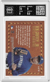 Ken Griffey Jr. from the 1997 Fleer Ultra set graded by Arena Club and given an overall grade of 8.
