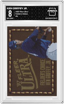 Ken Griffey Jr. from the 1997 Fleer Ultra set graded by Arena Club and given an overall grade of 8.