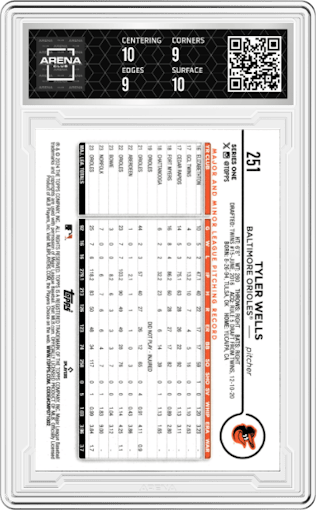 Tyler Wells from the 2024 Topps  set featuring a Yellow parallel graded by Arena Club and given an overall grade of 9.5.