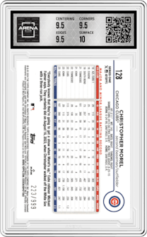 Christopher Morel from the 2024 Topps  set featuring a Blue Holofoil parallel graded by Arena Club and given an overall grade of 10.