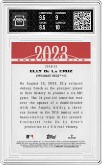 Elly De La Cruz from the 2024 Topps  set graded by Arena Club and given an overall grade of 9.