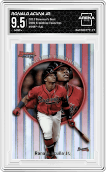 Ronald Acuna Jr. from the 2019 Bowman’s Best set graded by Arena Club and given an overall grade of 9.5.