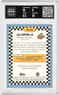 Cal Ripken Jr. from the 2024 Topps Big League set graded by Arena Club and given an overall grade of 9.5.