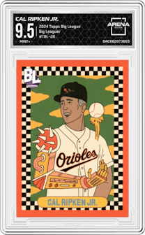 Cal Ripken Jr. from the 2024 Topps Big League set graded by Arena Club and given an overall grade of 9.5.