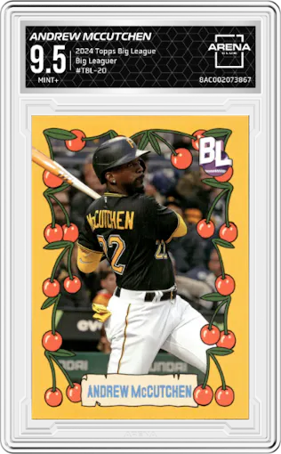 Andrew McCutchen from the 2024 Topps Big League set graded by Arena Club and given an overall grade of 9.5.