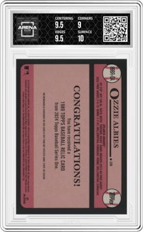 Ozzie Albies from the 2024 Topps  set graded by Arena Club and given an overall grade of 9.5.