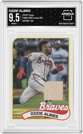 Ozzie Albies from the 2024 Topps  set graded by Arena Club and given an overall grade of 9.5.