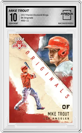 Mike Trout from the 2017 Panini Diamond Kings set graded by Arena Club and given an overall grade of 10.
