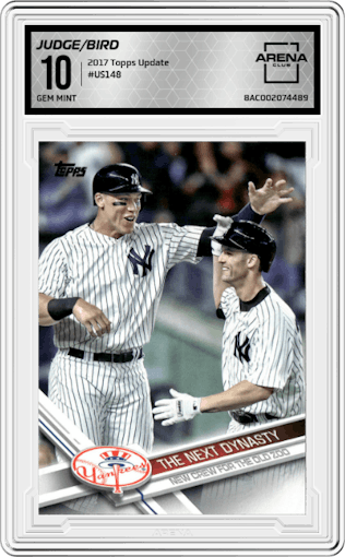 Aaron Judge/Greg Bird from the 2017 Topps Update set graded by Arena Club and given an overall grade of 10.
