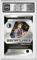 Dereck Lively II from the 2023-24 Panini Prizm set featuring a Choice Green parallel graded by Arena Club and given an overall grade of 10.