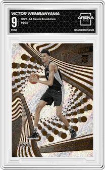 Victor Wembanyama from the 2023-24 Panini Revolution set graded by Arena Club and given an overall grade of 9.