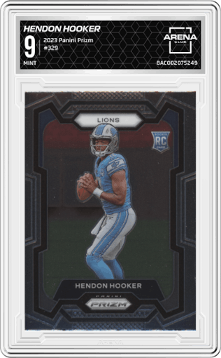 Hendon Hooker from the 2023 Panini Prizm set graded by Arena Club and given an overall grade of 9.
