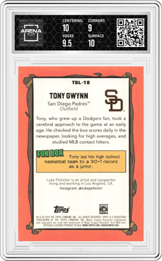 Tony Gwynn from the 2024 Topps Big League set graded by Arena Club and given an overall grade of 9.5.