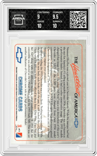 '55 Bel Air Convertible from the 1992 Collect-A-Card Chevy set graded by Arena Club and given an overall grade of 9.5.
