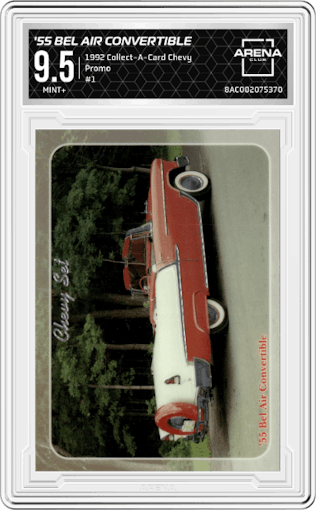 '55 Bel Air Convertible from the 1992 Collect-A-Card Chevy set graded by Arena Club and given an overall grade of 9.5.