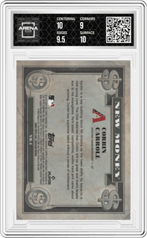  Corbin Carroll  from the 2023 Bowman Platinum set graded by Arena Club and given an overall grade of 9.5.