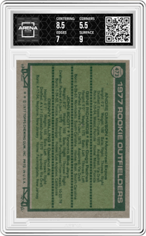 Andre Dawson/Gene Richards/John Scott/Denny Walling from the 1977 Topps set graded by Arena Club and given an overall grade of 6.