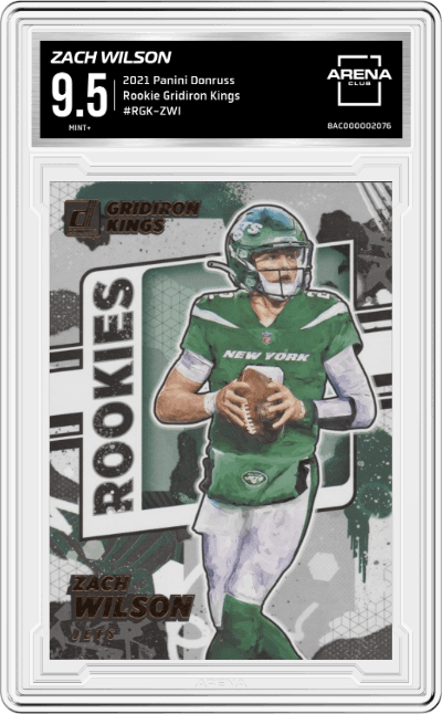 Zach Wilson from the 2021 Panini Donruss set graded by Arena Club and given an overall grade of 9.5.