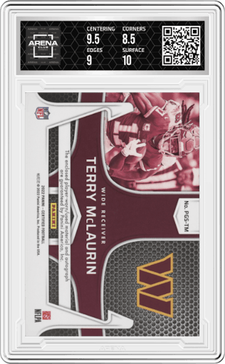 Terry McLaurin from the 2022 Panini Certified set graded by Arena Club and given an overall grade of 9.