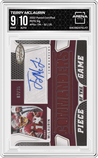 Terry McLaurin from the 2022 Panini Certified set graded by Arena Club and given an overall grade of 9.